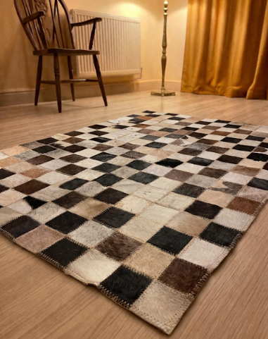 Squares Design Leather Rug