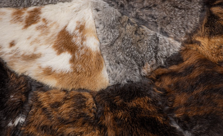 Circular Handmade Leather Furry Rug