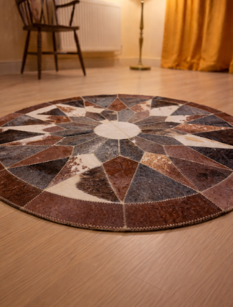Handmade Circular Leather Rug