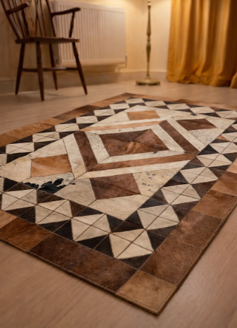 Rhombus Design Leather Rug