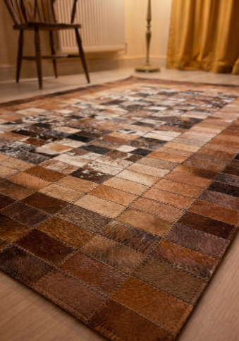 Handmade Brown Leather Rug