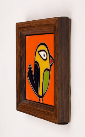 Handmade Ceramic Wall Frame - Abstract Bird Art