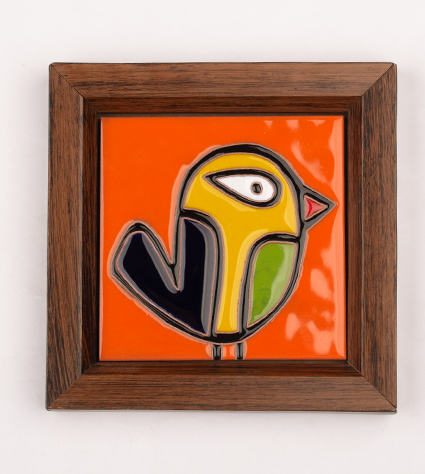 Handmade Ceramic Wall Frame - Abstract Bird Art