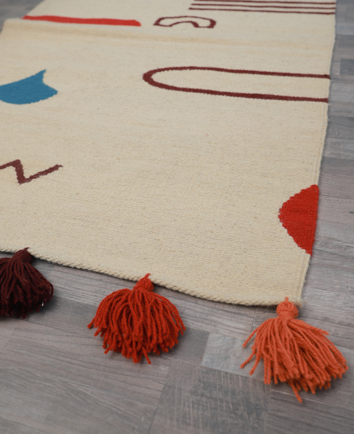 Abstract Tassel Kilim Rug