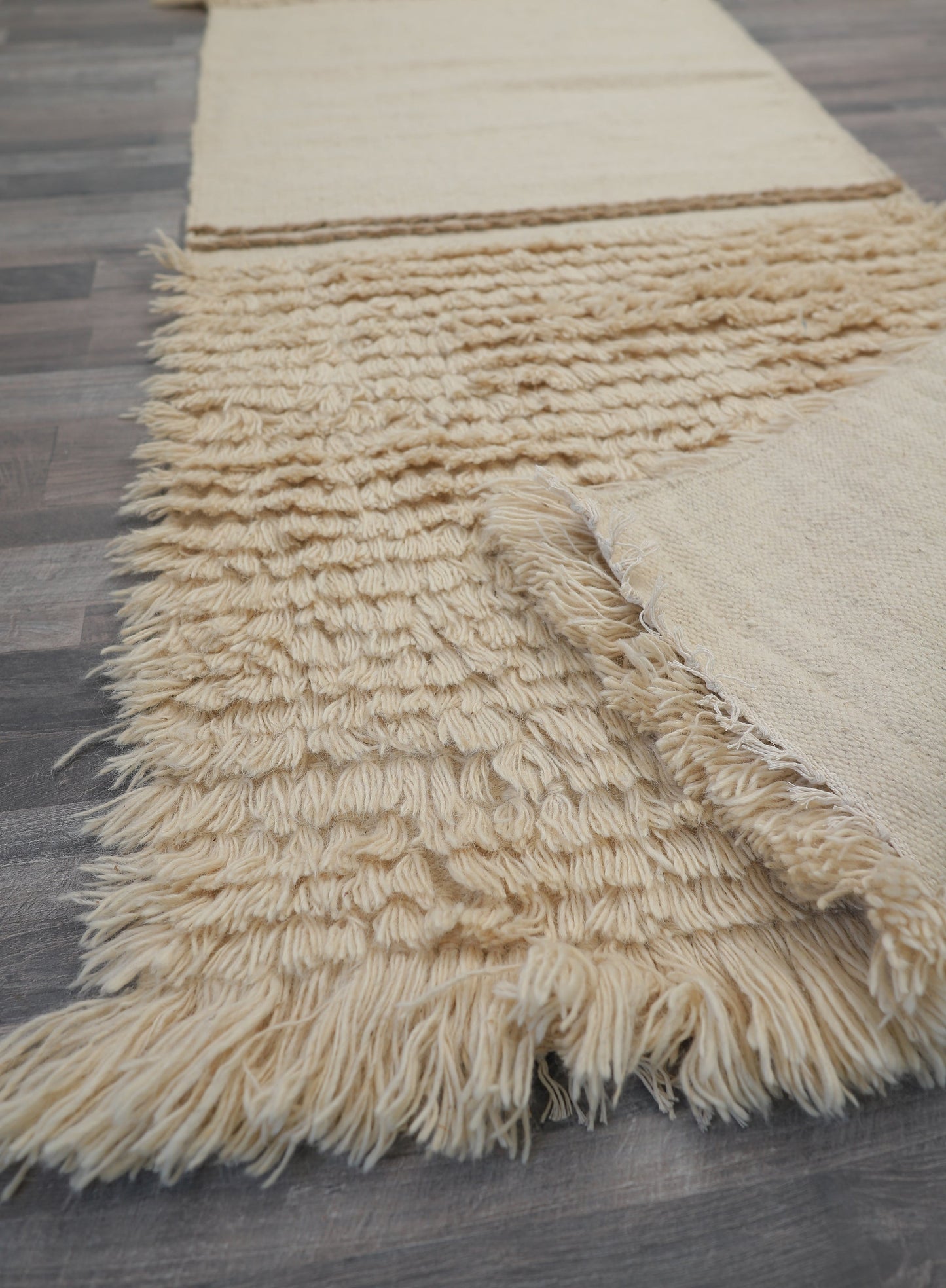 Beige Fringe & Plain Rug
