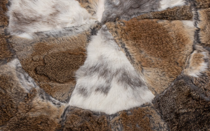 Grey Segments Handmade Furry Rug