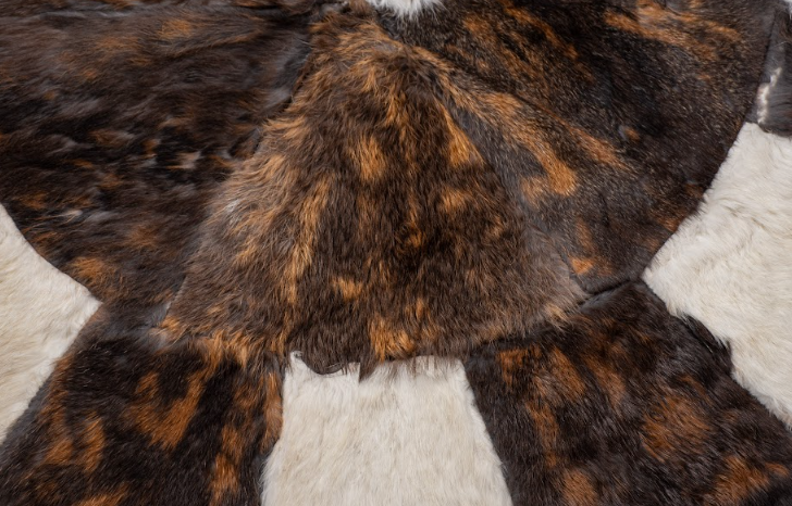 White Segments Handmade Furry Rug