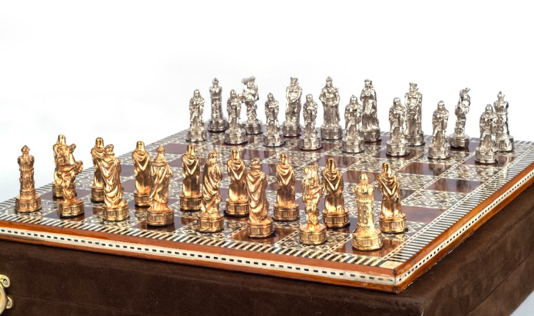 Chess With Pharonic Metal Pieces