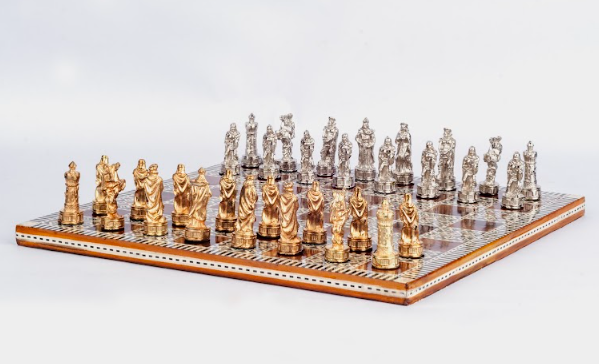 Chess With Pharonic Metal Pieces