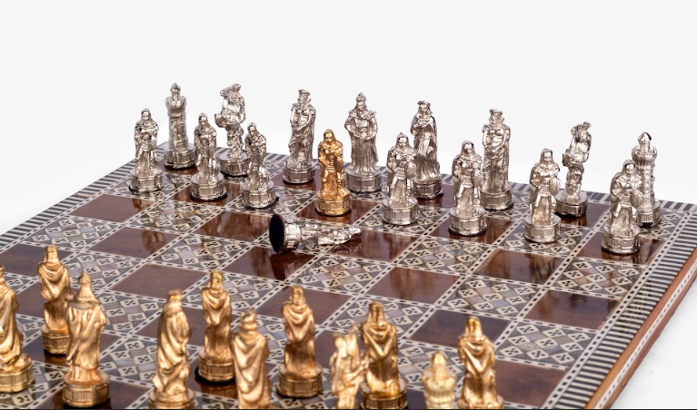 Chess With Pharonic Metal Pieces