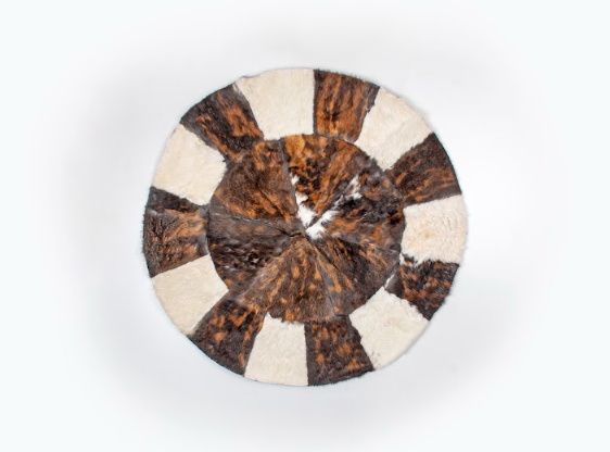 White Segments Handmade Furry Rug