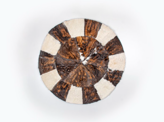 White Segments Handmade Furry Rug