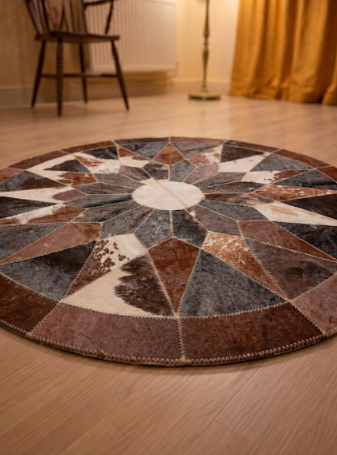 Handmade Circular Leather Rug