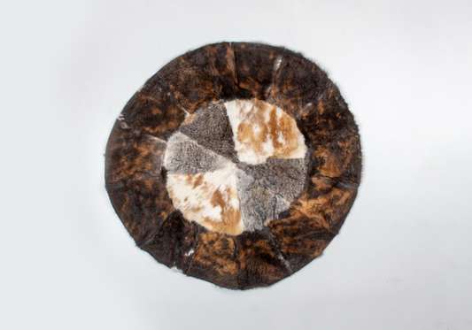 Circular Handmade Leather Furry Rug