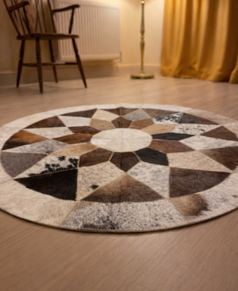 Flower design Leather Rug