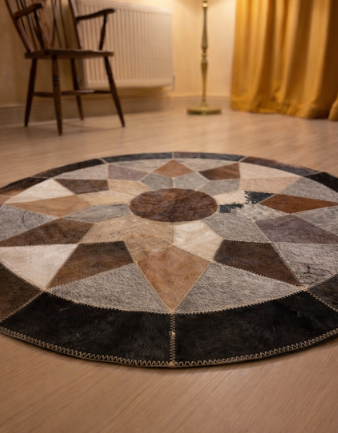 Circular Karo Leather Rug