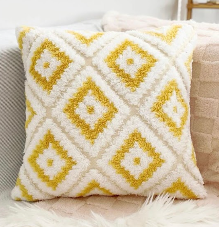 Yellow & White Fuzzy Cusions