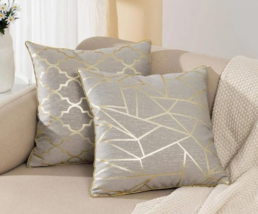 Grey & Gold Tangle Jacquard Cushions