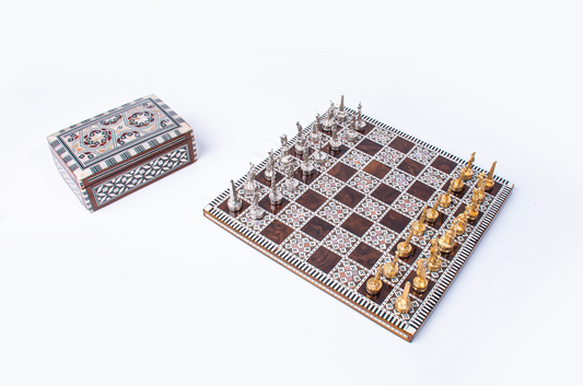 Handmade Chess board with pharaonic pieces & box