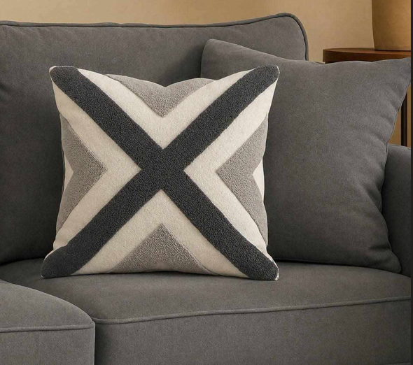 Charcoal Cross Cushion