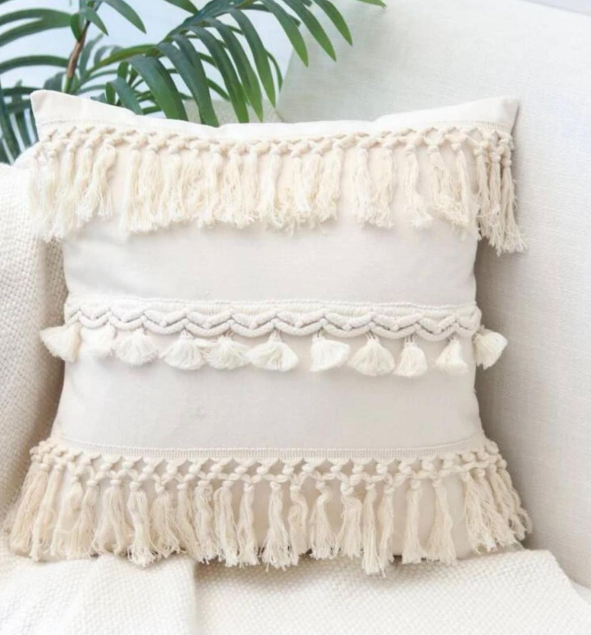 White Tactile Tufted Cushions