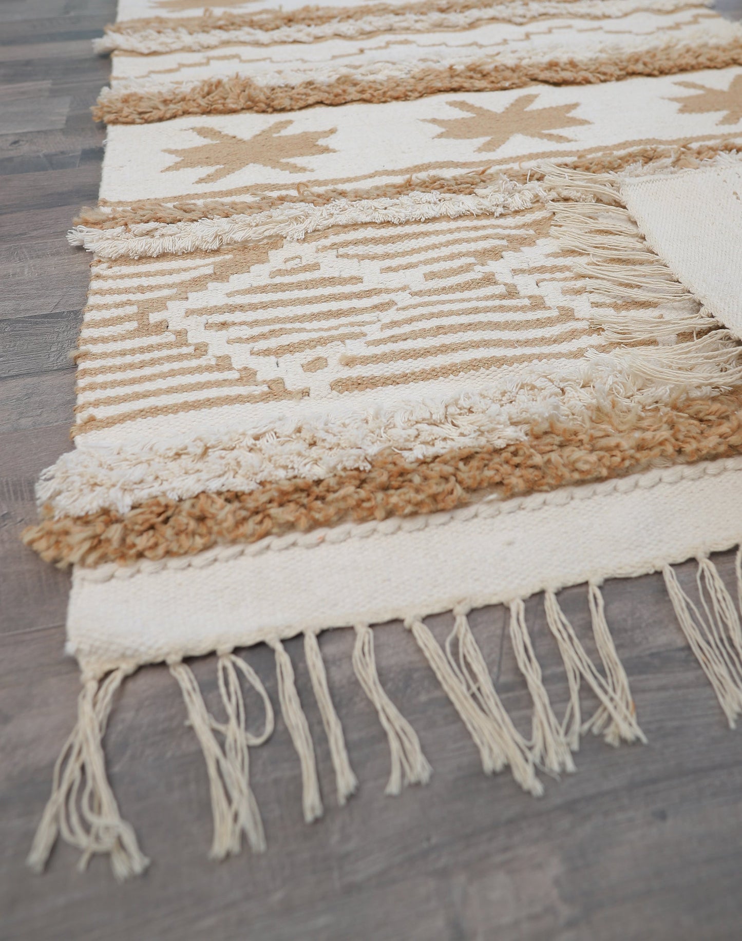 Beige & White Tribal Rug