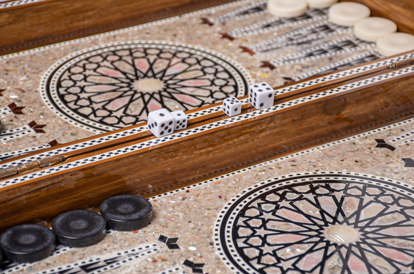 Handmade Wood/Seashell Backgammon