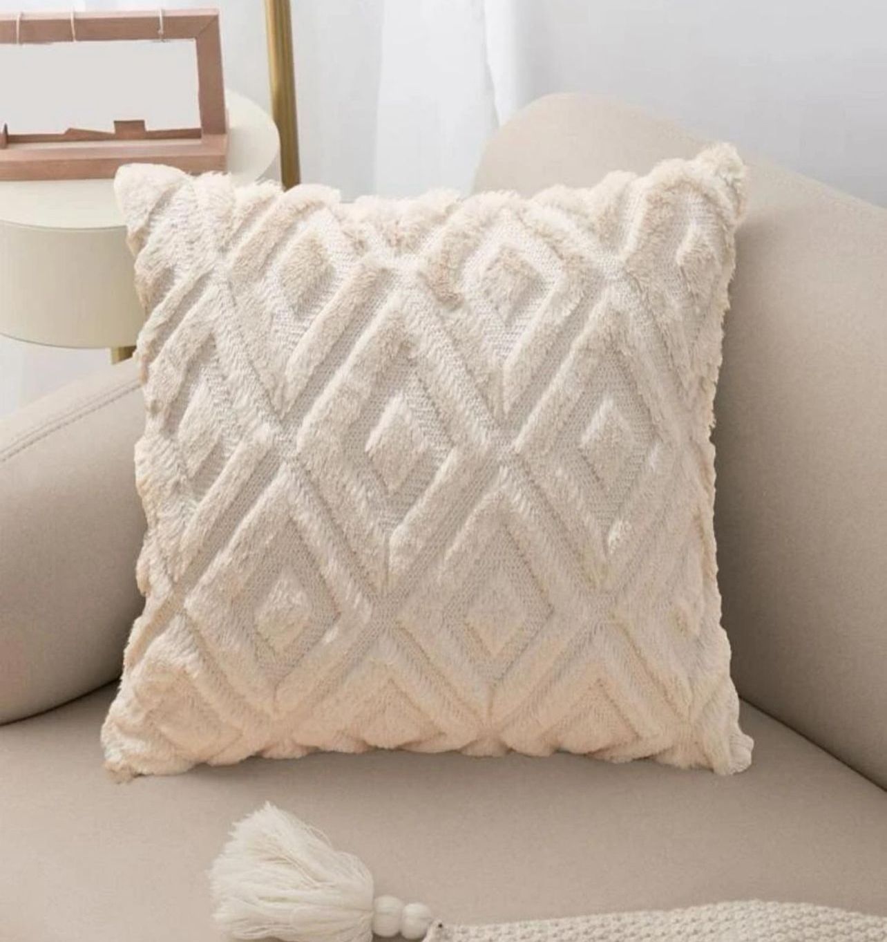 Off-White Fuzzy Cushions