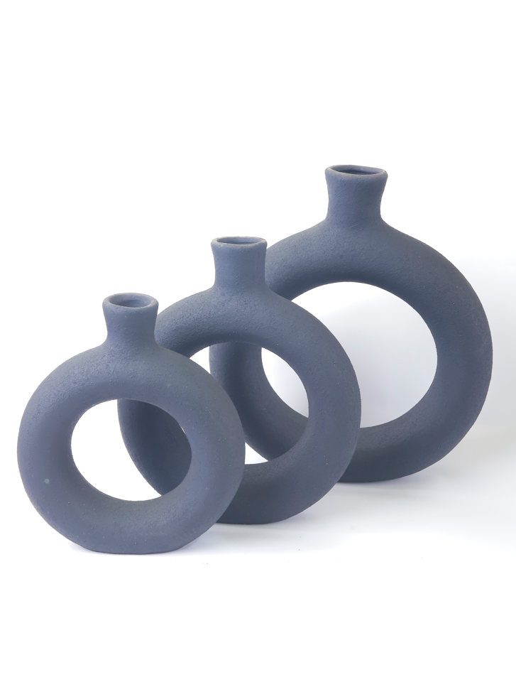 Black Donut Vase Set - 3 pieces