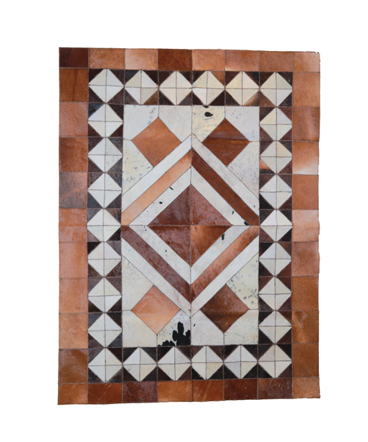 Rhombus Design Leather Rug